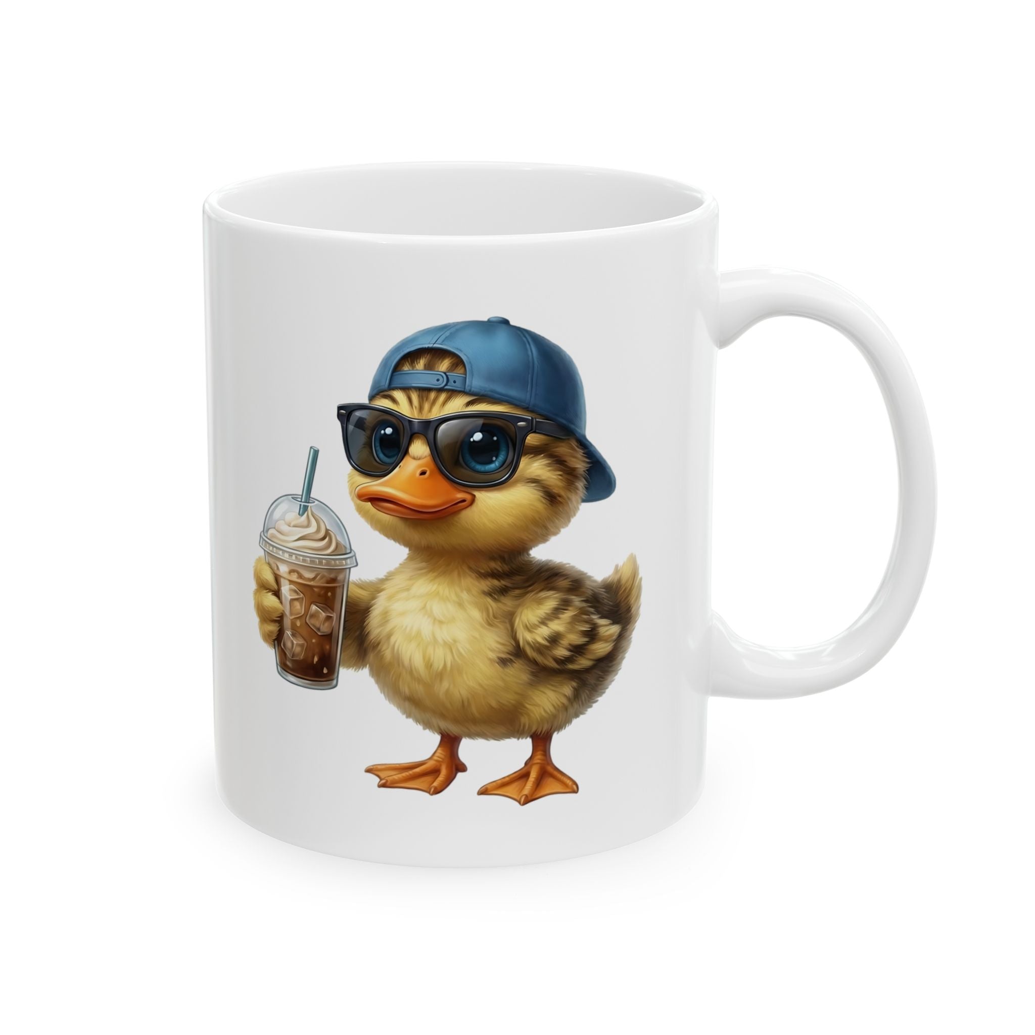 Cool Baby Duckling with Sunglasses & Iced Coffee - Cute Aesthetic Illustration