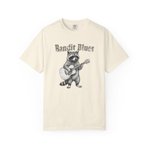 Comfort Colors 1717 Ivory T-Shirt - Bandit Blues Raccoon Playing Guitar Graphic - Vintage Music Tee