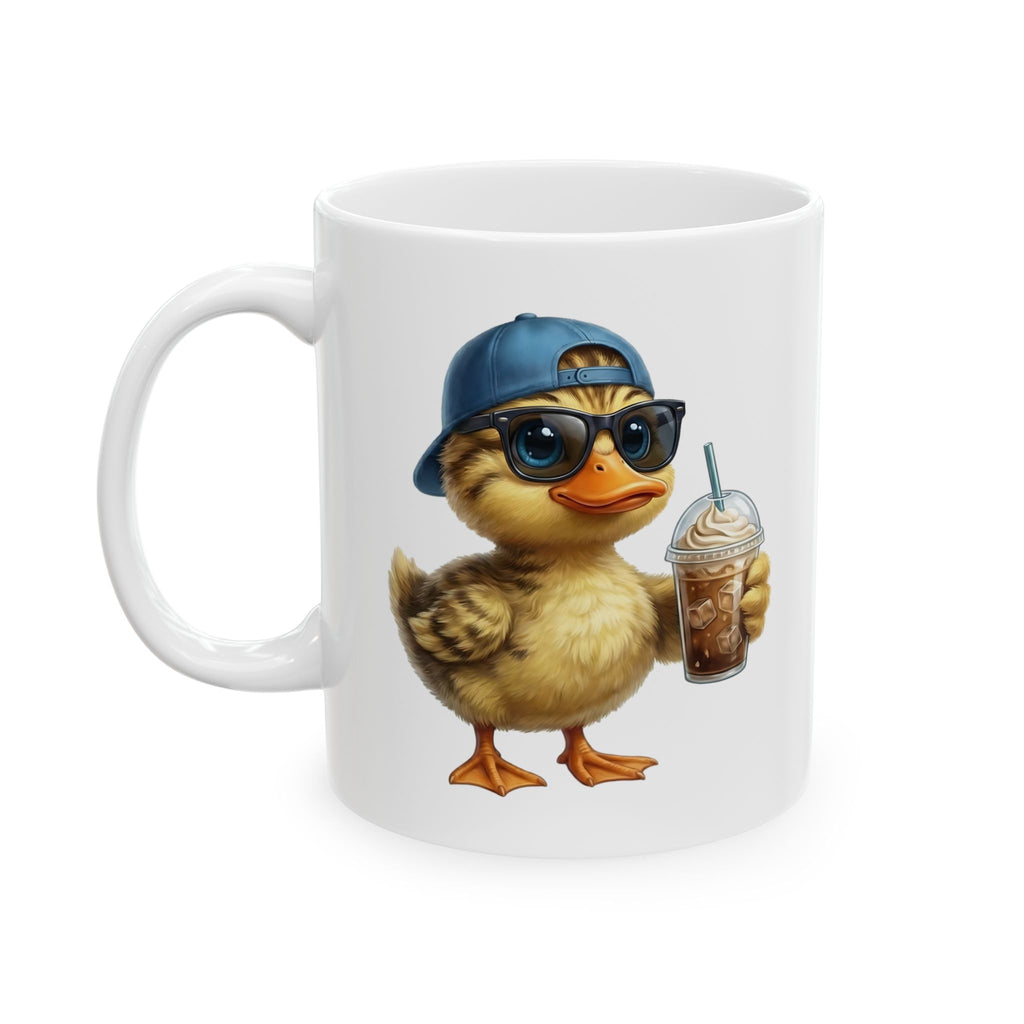 Cool Baby Duckling with Sunglasses & Iced Coffee - Cute Aesthetic Illustration